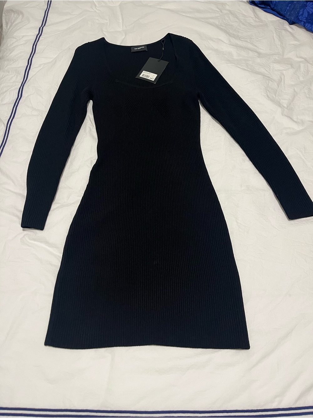 The Kooples Black Ribbed Long Sleeve Knit Dress